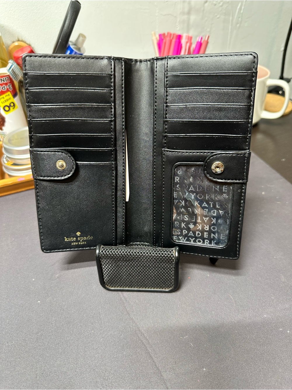 kate spade Black Wallet with Cream Polka Dots - Picture 4 of 7